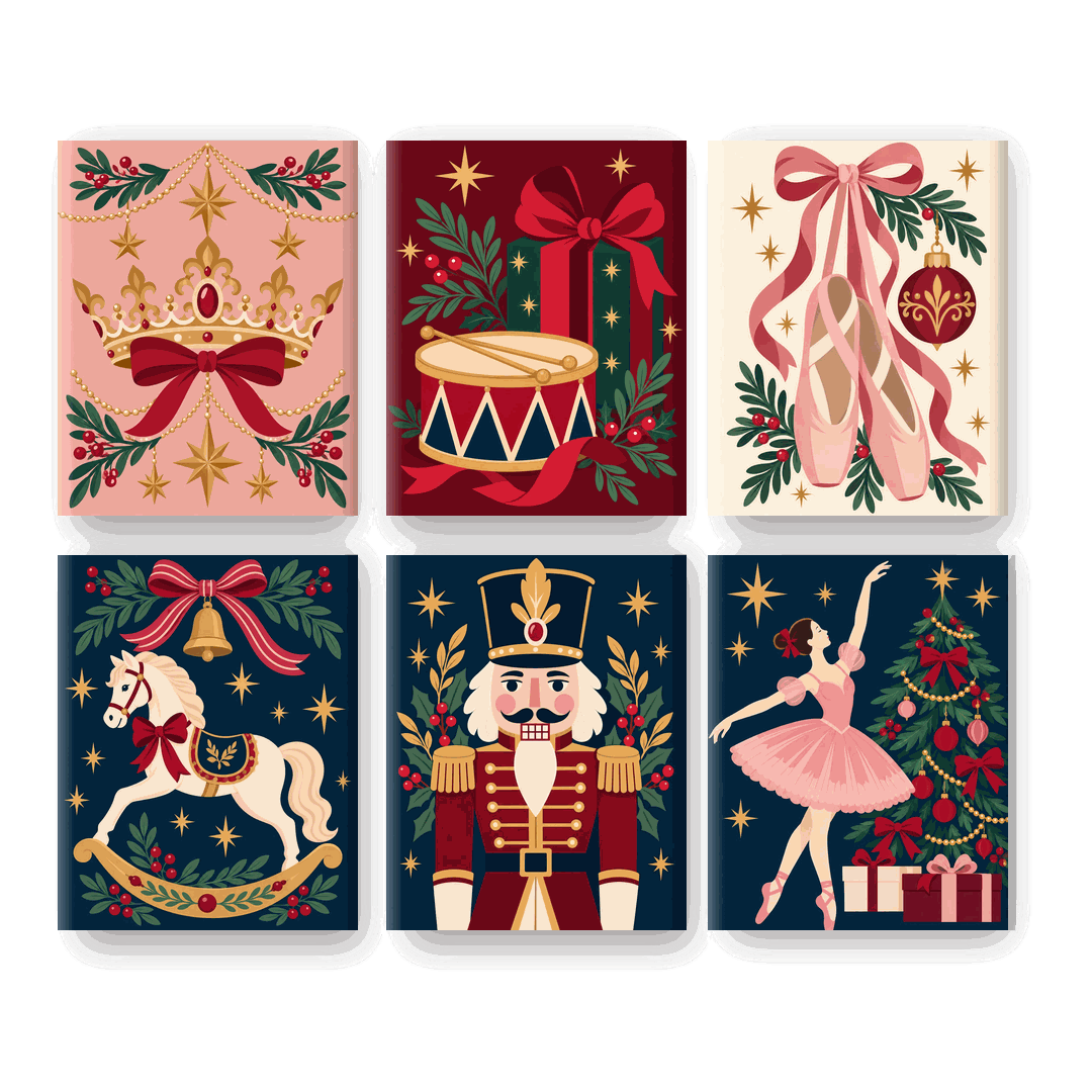 6 Mini-Gemälde | Königliche Weihnachtskrone Set