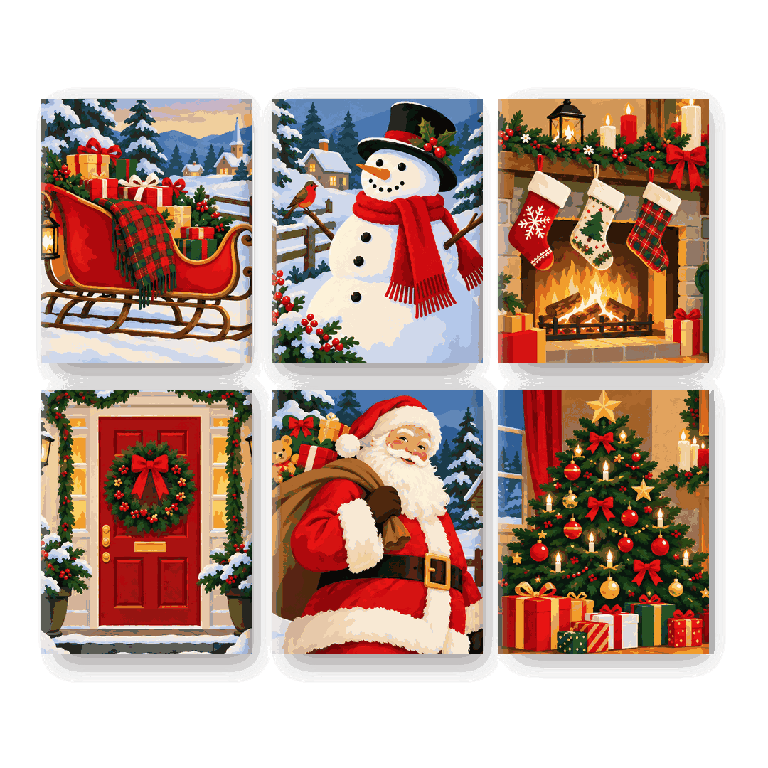 6 Mini-Gemälde | Magische Weihnachtsmomente Set