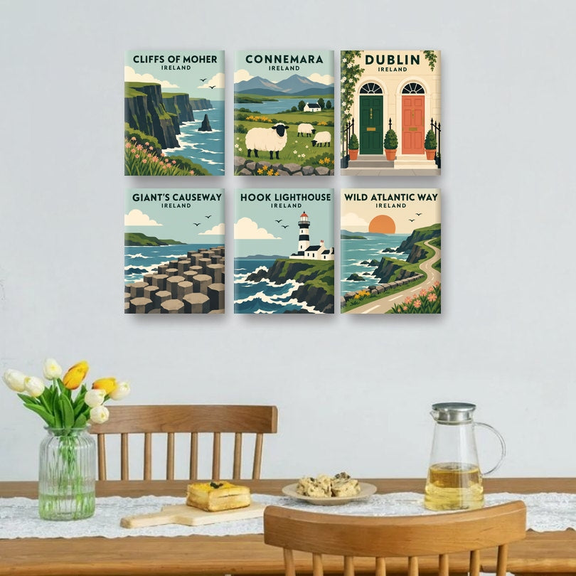 6 Mini-Gemälde | Smaragdgrüne Klassiker Set