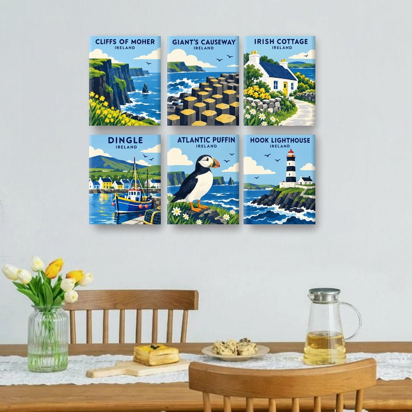 6 Mini-Gemälde | Irischer Küstencharme Set