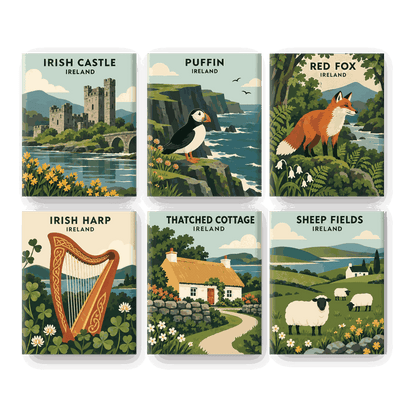 6 Mini-Gemälde | Irische Volksmärchen Set