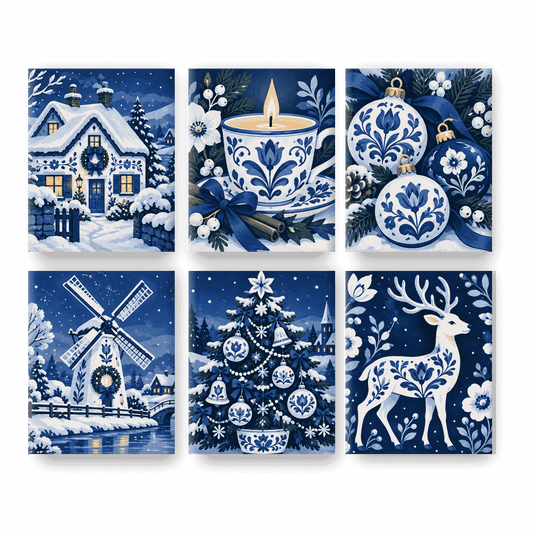 6 Mini-Gemälde | Porzellan-Weihnacht Set