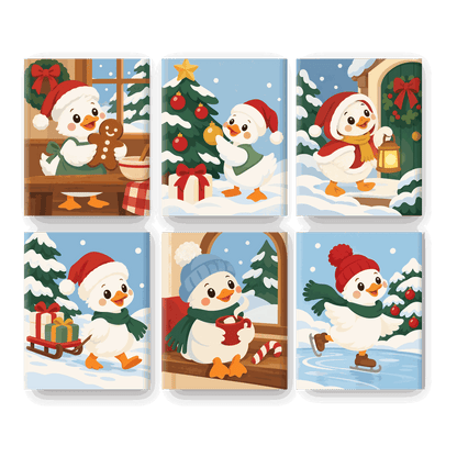 6 Mini-Gemälde | Weihnachtsente Set
