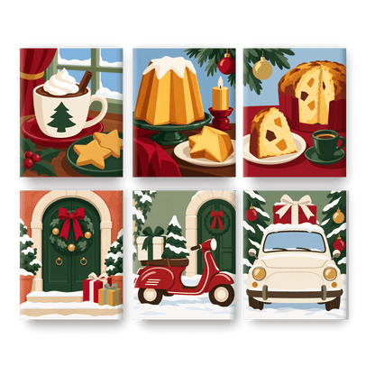 6 Mini-Gemälde | Weihnachtlicher Kakao Set