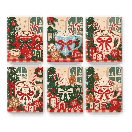 6 Mini-Gemälde | Gemütliche Weihnachtstasse Set