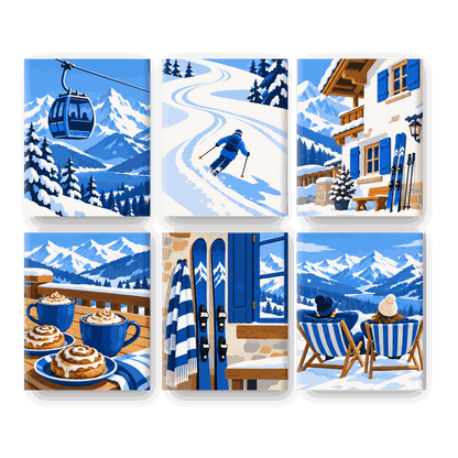 6 Mini-Gemälde | Alpenblau Set