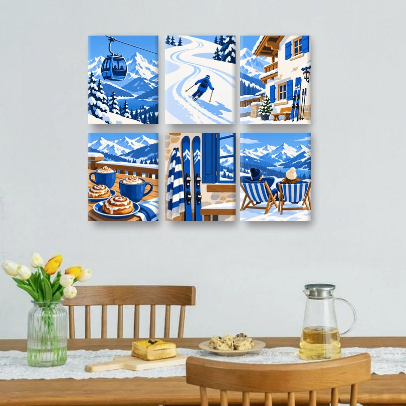 6 Mini-Gemälde | Alpenblau Set