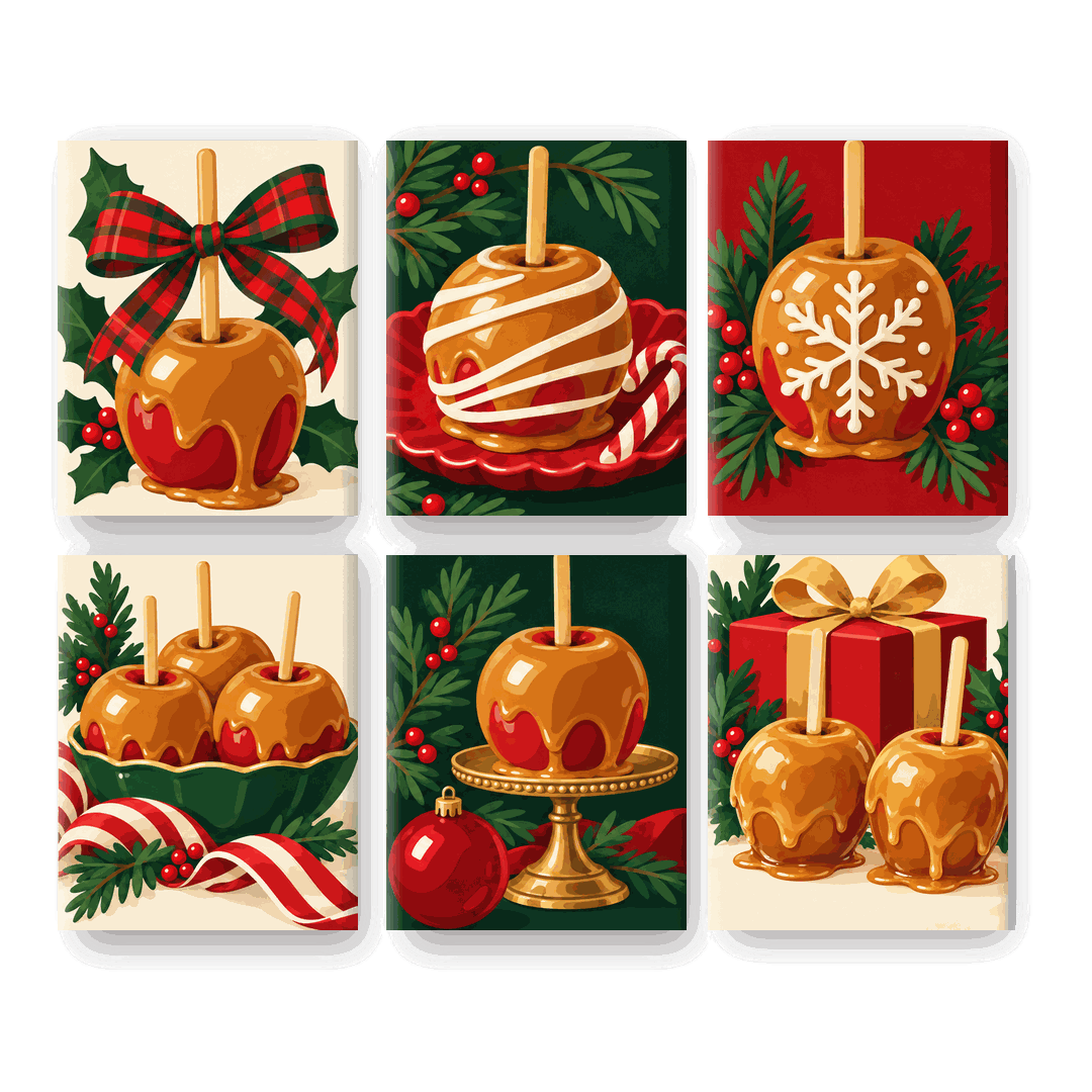 6 Mini-Gemälde | Karamell-Weihnacht Set