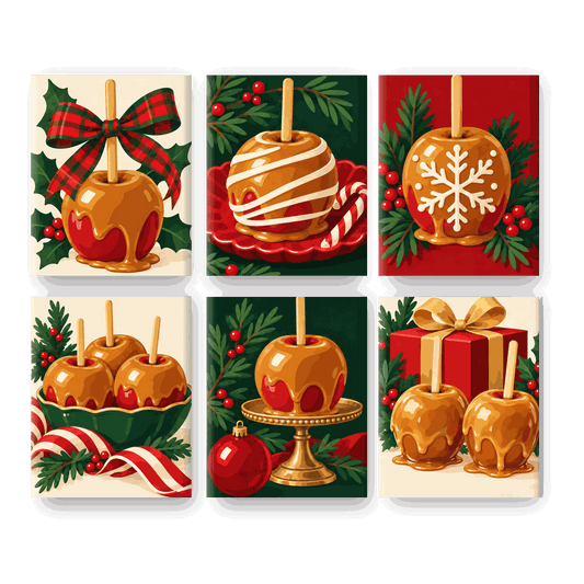 6 Mini-Gemälde | Karamell-Weihnacht Set