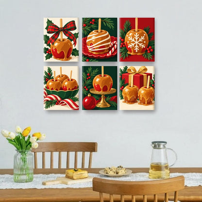 6 Mini-Gemälde | Karamell-Weihnacht Set