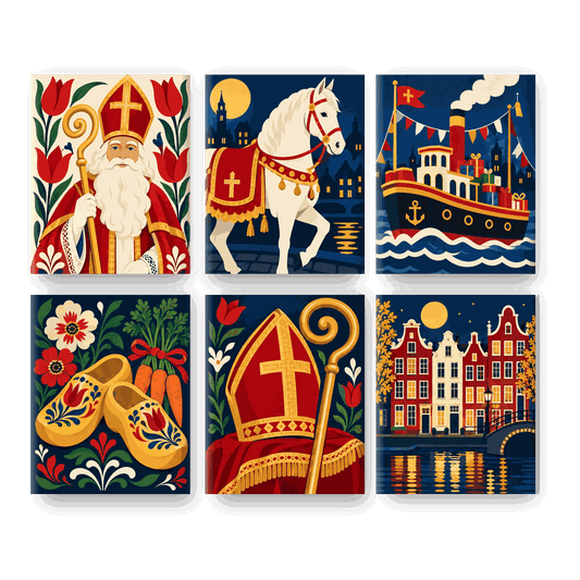 6 Mini-Gemälde | Niederländische Volksfeste Set
