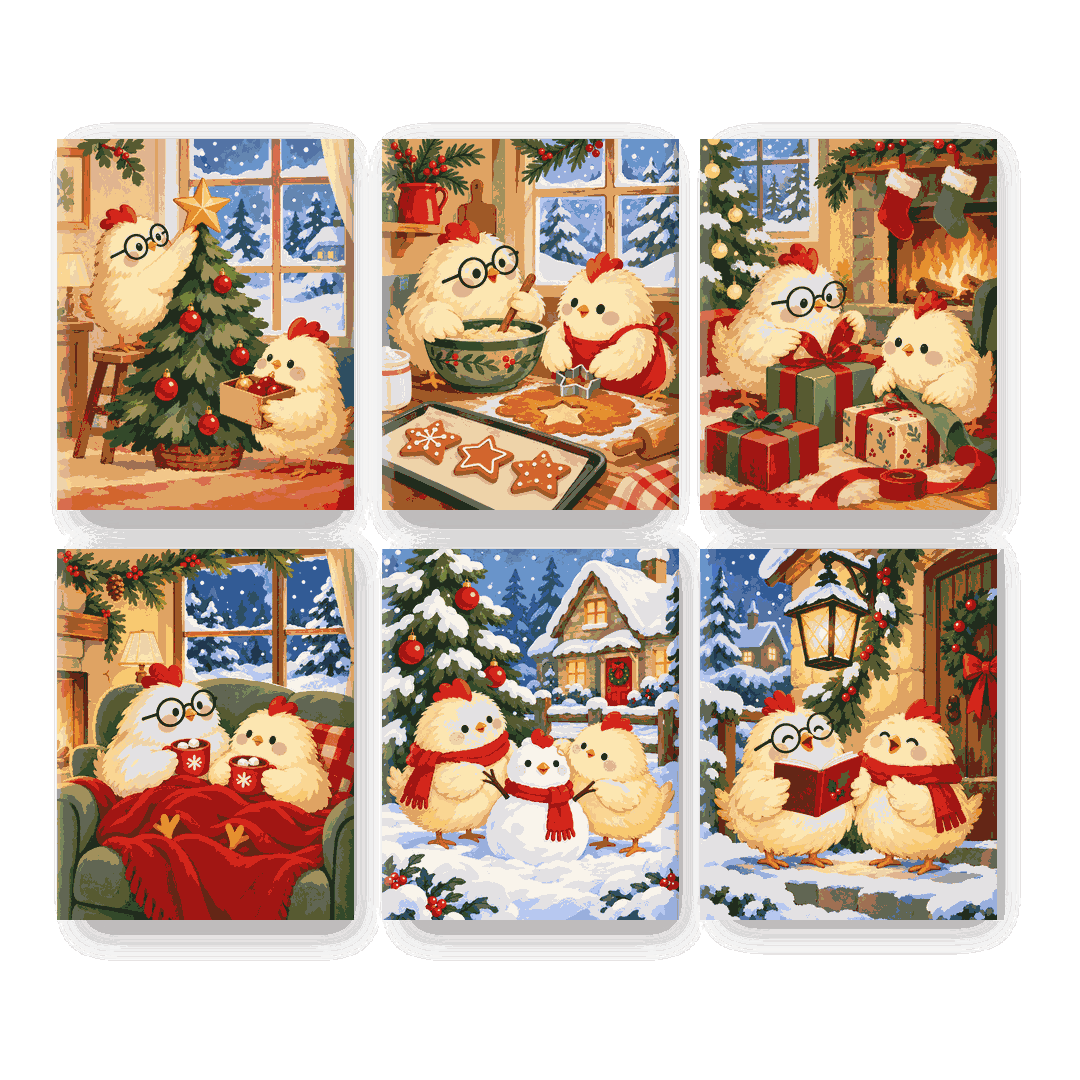 6 Mini-Gemälde | Ein kükenfrohes Fest Set