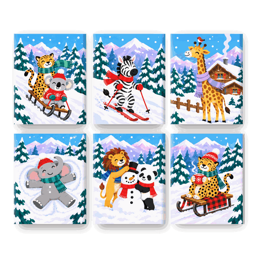 6 Mini-Gemälde | Alpine Safari-Freunde Set