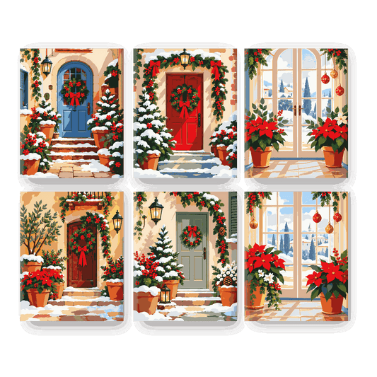 6 Mini-Gemälde | Herbstliche Türträume Set
