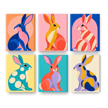 6 Mini-Gemälde | Bunny Pop Set