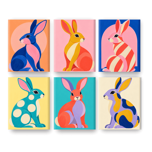 6 Mini-Gemälde | Bunny Pop Set
