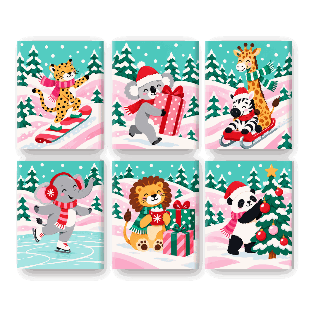 6 Mini-Gemälde | Weihnachtliche Bonbon-Pisten Set