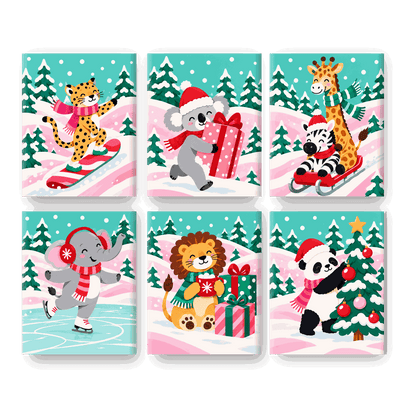 6 Mini-Gemälde | Weihnachtliche Bonbon-Pisten Set