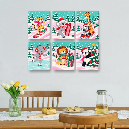 6 Mini-Gemälde | Weihnachtliche Bonbon-Pisten Set