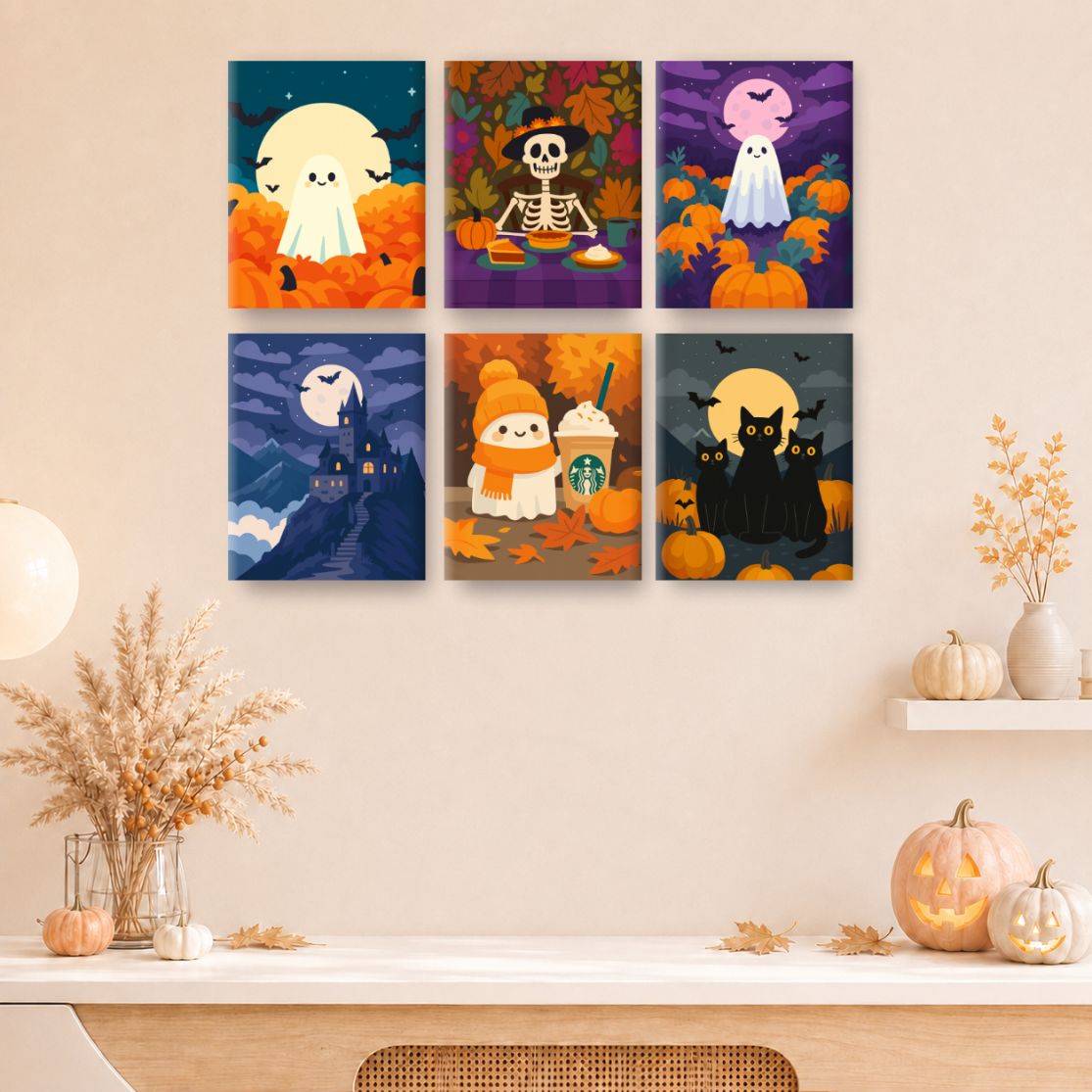 12 Mini Paintings | Halloween-Stimmung Bundle