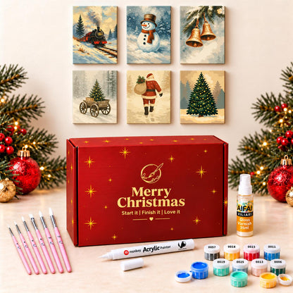 Malen nach Zahlen Weihnachtsgeschenkbox - Vintage Bundle