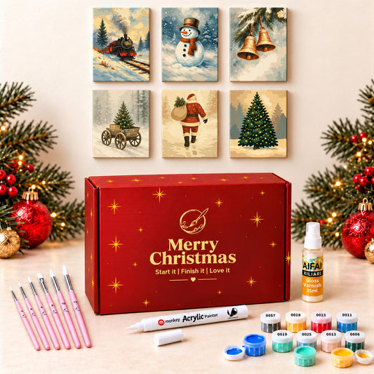 Malen nach Zahlen Weihnachtsgeschenkbox - Vintage Bundle