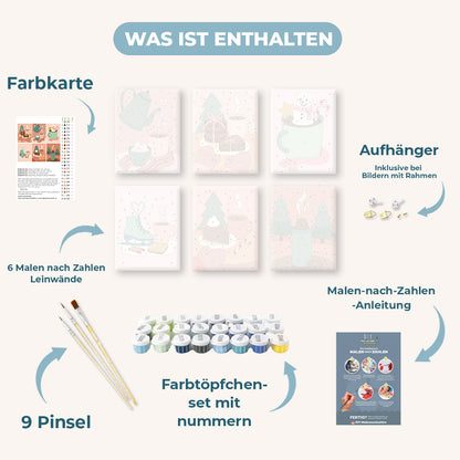 6 Mini-Gemälde | Gemütliches Winter Set