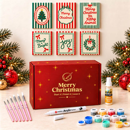 Malen nach Zahlen Weihnachtsgeschenkbox - Weihnachtsstreifen Bundle