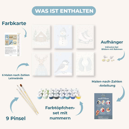 6 Mini-Gemälde | Kaltes Winter-Set