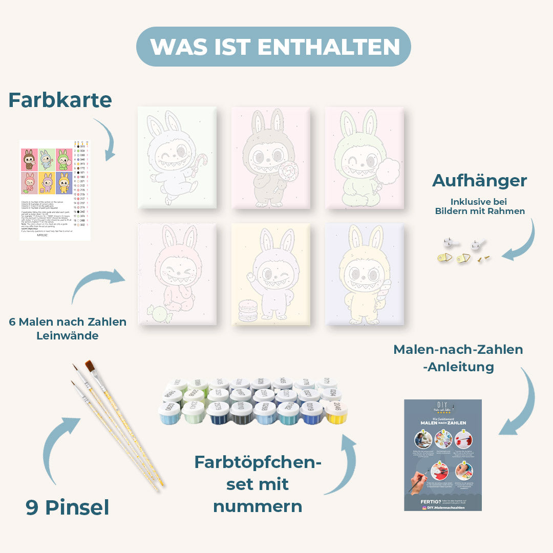 6 Mini-Gemälde | Süßes Puppen Set