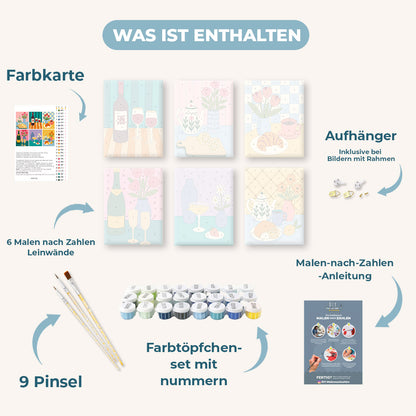 6 Mini-Gemälde | Vintage Küchen Set
