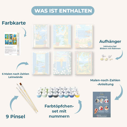 6 Mini-Gemälde | Bunte Fenster Set