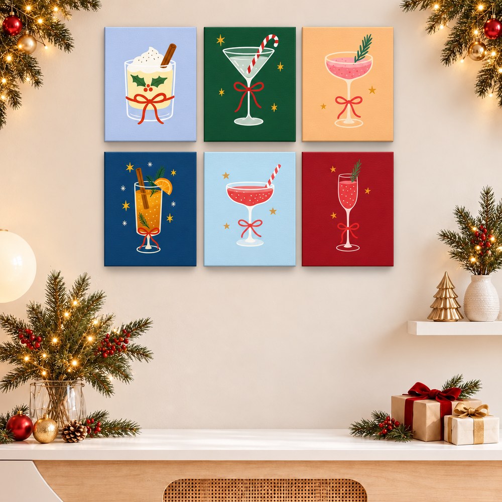 12 Mini-Gemälde | Weihnachtscocktails-Bundle