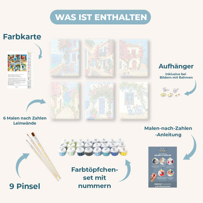 6 Mini-Gemälde | Mediterranes Set