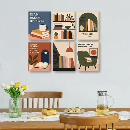 6 Mini-Gemälde | Bücher-Set