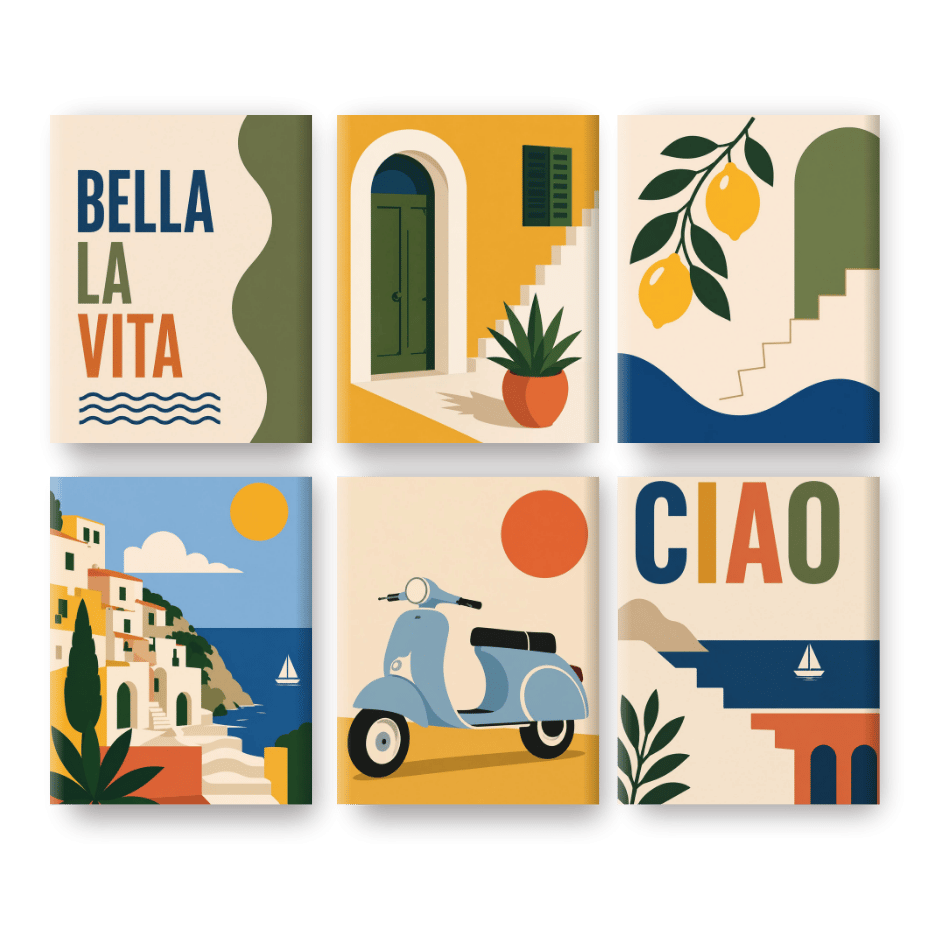 6 Mini-Gemälde | Bella La Vita-Set - Malen nach Zahlen