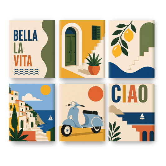 6 Mini-Gemälde | Bella La Vita-Set - Malen nach Zahlen