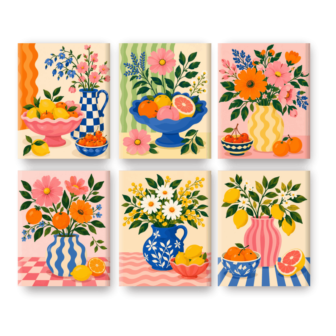 6 Mini-Gemälde | Zitrusblüte Set - Malen nach Zahlen