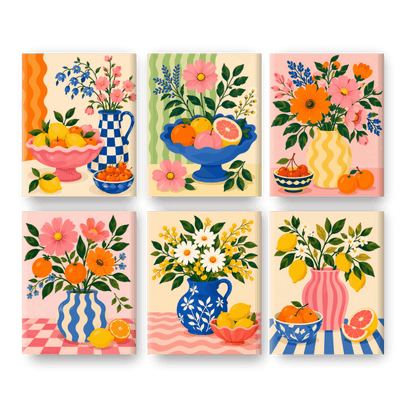 6 Mini-Gemälde | Zitrusblüte Set - Malen nach Zahlen