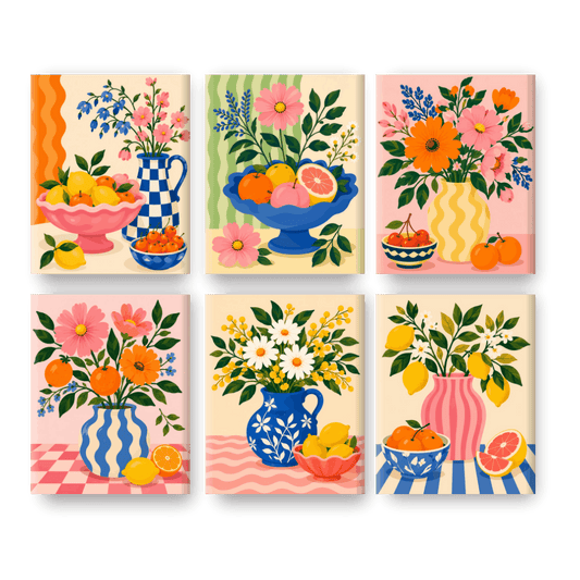 6 Mini-Gemälde | Zitrusblüte Set - Malen nach Zahlen