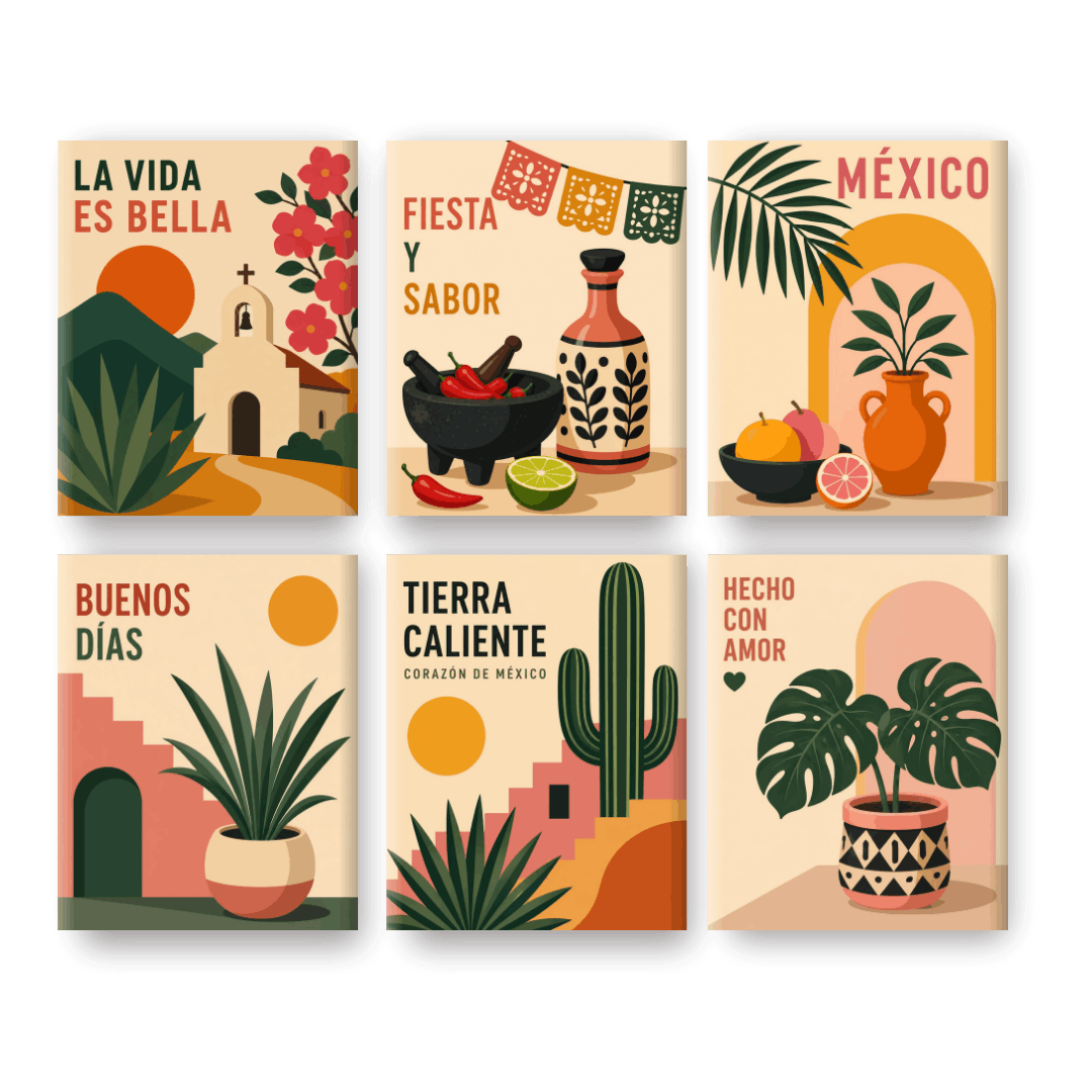 6 Mini-Gemälde | Tierra Caliente Set - Malen nach Zahlen