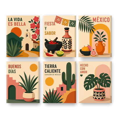 6 Mini-Gemälde | Tierra Caliente Set - Malen nach Zahlen