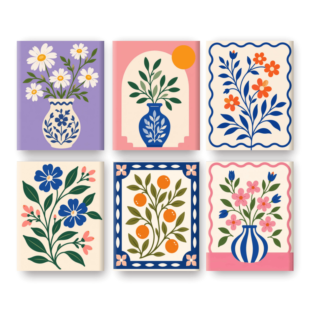 6 Mini-Gemälde | Weiße Gänseblümchen Set - Malen nach Zahlen