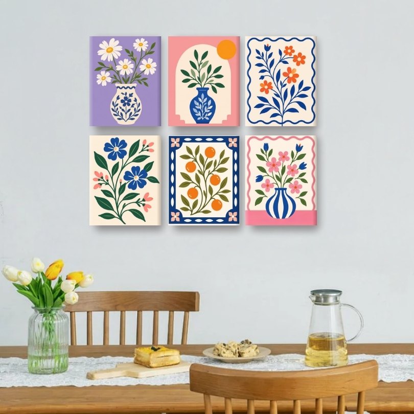 6 Mini-Gemälde | Weiße Gänseblümchen Set