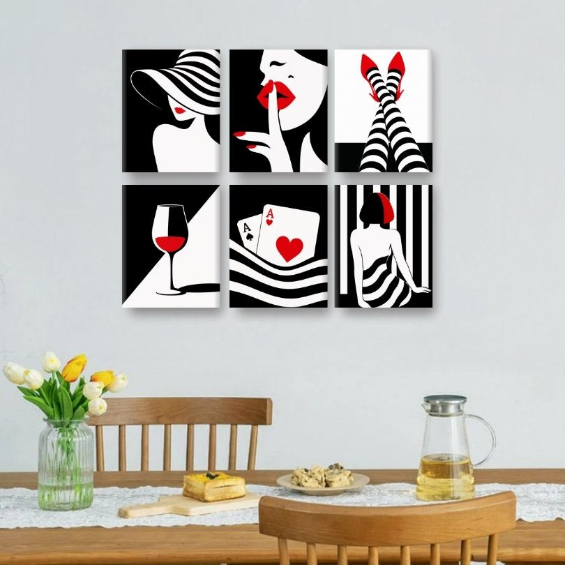 6 Mini-Gemälde | Chic & Bold Set