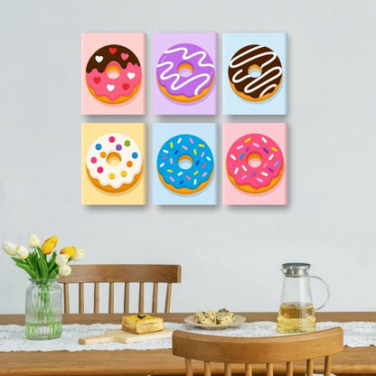 6 Mini-Gemälde | Donut Party Set