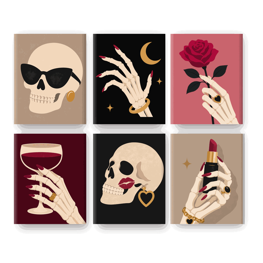 6 Mini-Gemälde | Gothic Glam Set - Malen nach Zahlen