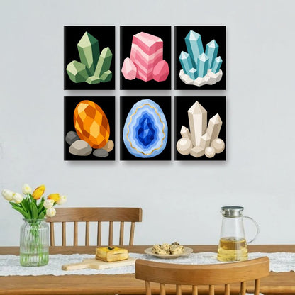 6 Mini-Gemälde | Kristalle Set