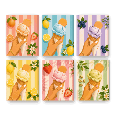 6 Mini-Gemälde | Gelato Set - Malen nach Zahlen