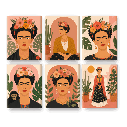 6 Mini-Gemälde | Frida Set - Malen nach Zahlen